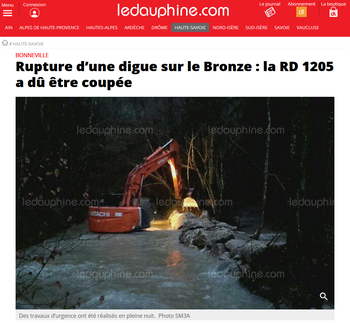 illustration Rupture d’une digue sur le Bronze : la RD 1205 a dû être coupée